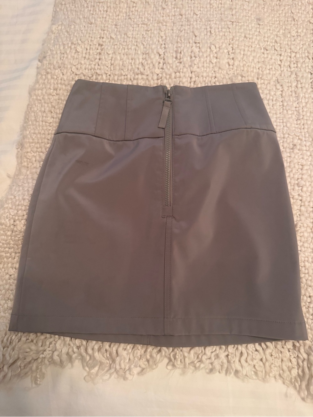 High-Waisted Grey Mini Skirt with Back Zip
